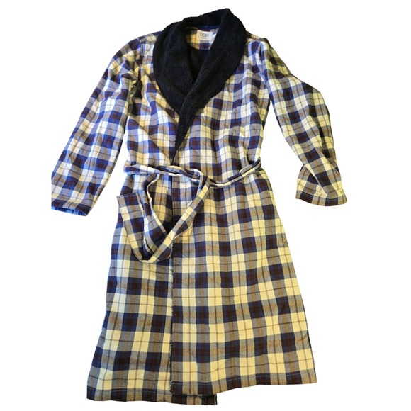 UGG For Men Plaid Flannel Robe Plush Fleece Collar Mens Large - Picture 1 of 11